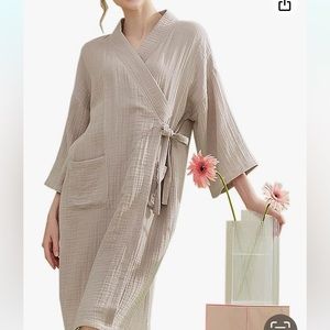 NWT BETUSLINE beige Crossover cotton blend woman’s robe size 2 XL